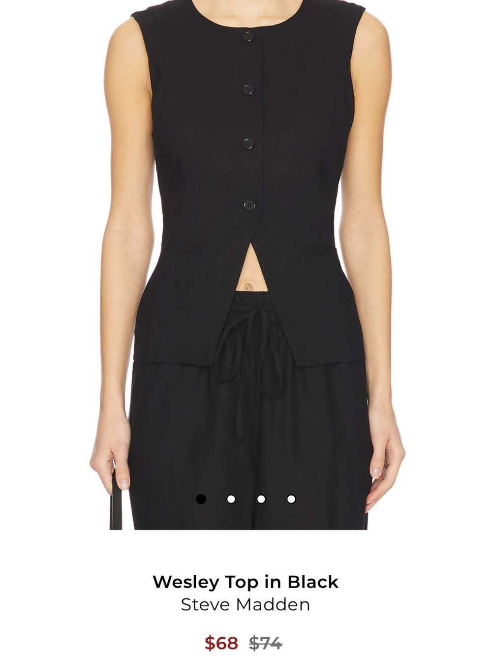 Steve Madden Black Button-Front Vest Chic